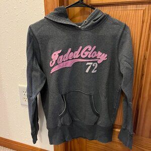 Faded Glory Hoodie Sweatshirt, Charcoal Gray & Pink Lettering, Small (4/6)